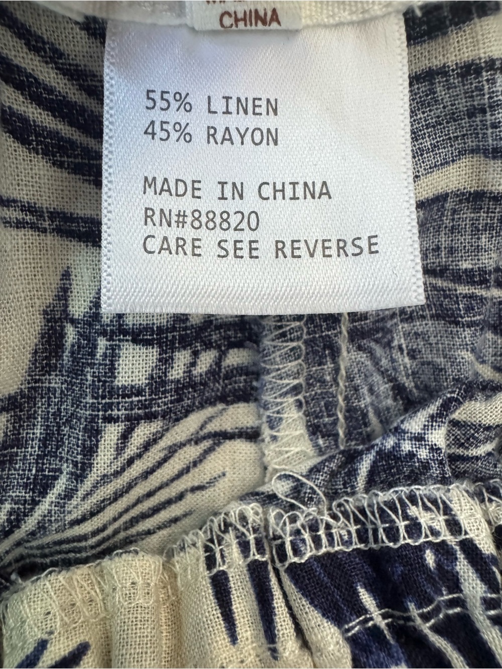 Panama Jack Linen Pants Palm Print Blue and Ivory Size Small - Picture 4 of 9